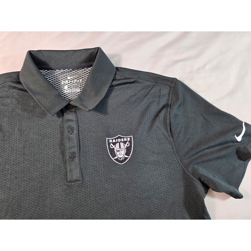 Las Vegas Raiders NFL Dri-FIT Nike Polo Shirt Men Medium Black Short Sleeve